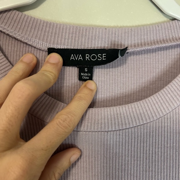 Women’s Ava Rose Ribbed Lavender Puff Sleeve Top, Size S - Picture 3 of 6